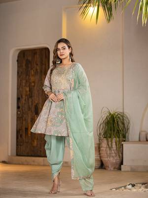  green peplum dhoti dupatta set 5