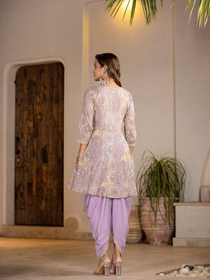  purple cotton peplum dhoti dupatta set 3