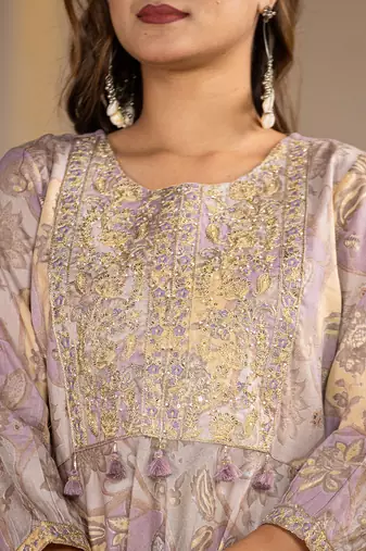  purple cotton peplum dhoti dupatta set