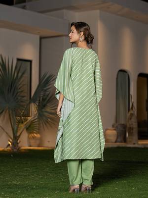  green leheriya embroidered kaftan kurta set 3