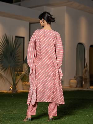  peach leheriya embroidered kaftan kurta set 3