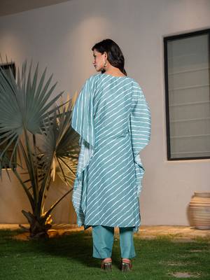  sky blue leheriya embroidered kaftan kurta set 3