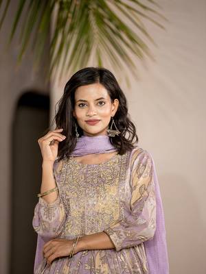  purple floral print malmal fit and flare suit set 4