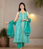  cotton leheriya kurta dupatta pant set