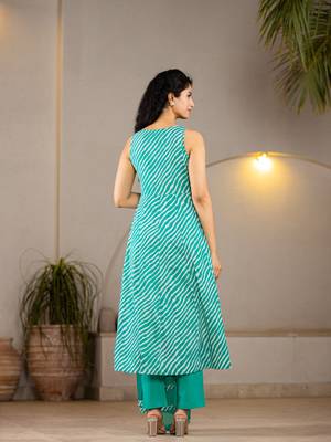  cotton leheriya kurta dupatta pant set 3