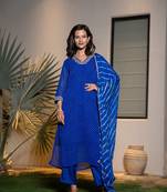  blue georgette lehriya kurta duptta set