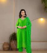  green georgette lehriya kurta duptta set