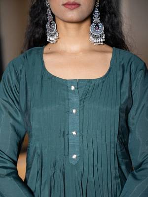  teal blue embroidered a-line suit set 4