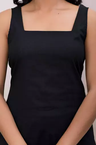  black & beige pure cotton straight kurta dupatta set