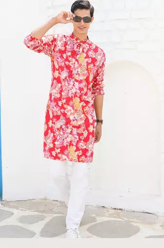 men's printed cotton kurta top- meerut collection