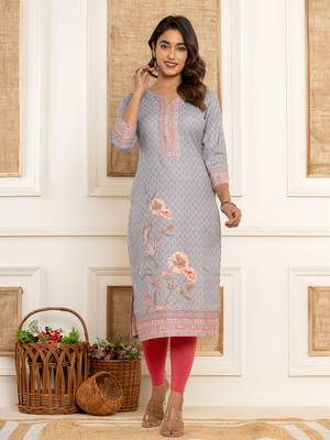  green cotton a-line kurta with digital print 1