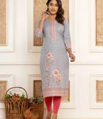  green cotton a-line kurta with digital print
