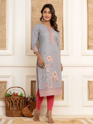  green cotton a-line kurta with digital print 2