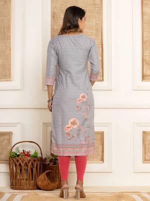  green cotton a-line kurta with digital print 3