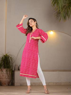  cotton hot pink leheriya kurta 2