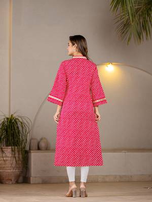  cotton hot pink leheriya kurta 3