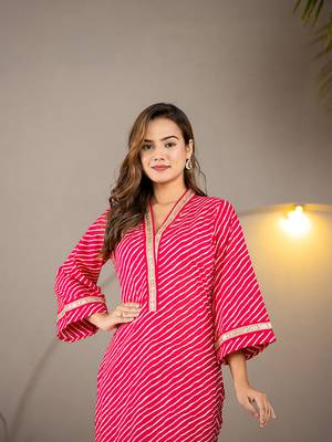  cotton hot pink leheriya kurta 5