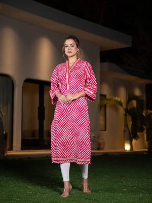  cotton pink leheriya kurta 1