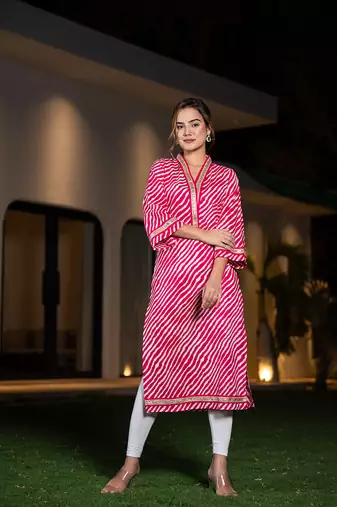  cotton pink leheriya kurta