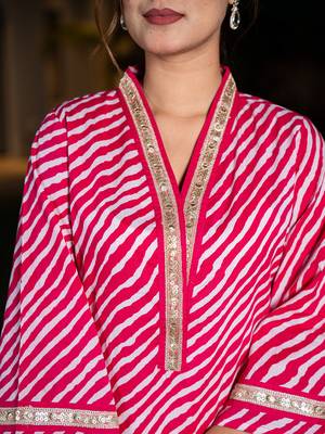  cotton pink leheriya kurta 4