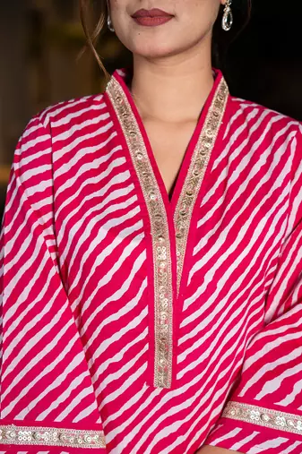  cotton pink leheriya kurta