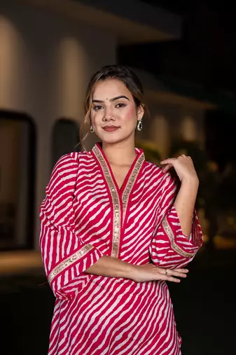  cotton pink leheriya kurta