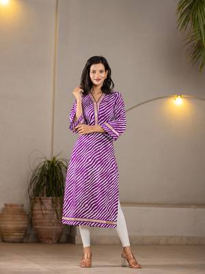  cotton purple leheriya kurta 1