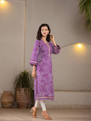  cotton purple leheriya kurta 2
