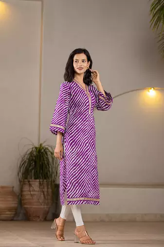  cotton purple leheriya kurta