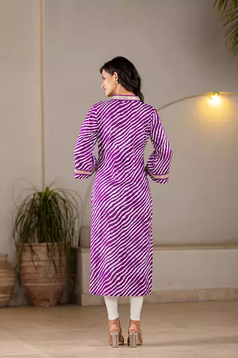  cotton purple leheriya kurta