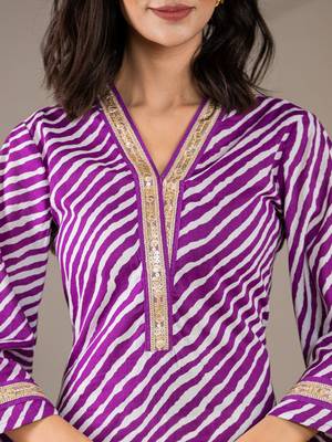  cotton purple leheriya kurta 4