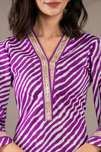  cotton purple leheriya kurta