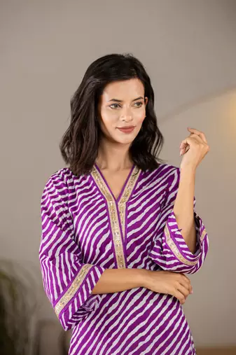 cotton purple leheriya kurta