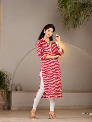  cotton red leheriya kurta 2