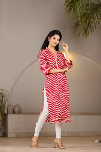  cotton red leheriya kurta