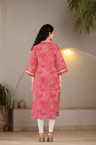  cotton red leheriya kurta