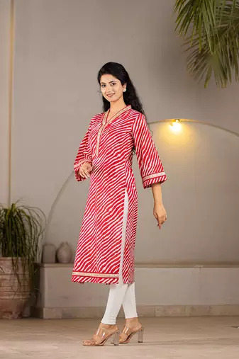  cotton red leheriya kurta