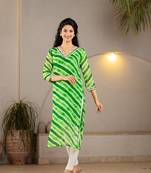 green georgette lehriya kurta