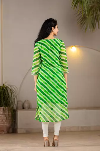  green georgette lehriya kurta