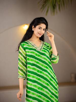  green georgette lehriya kurta 5
