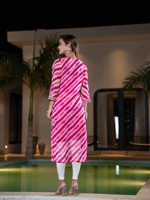  pink georgette lehriya kurta 3