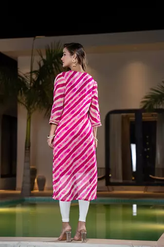  pink georgette lehriya kurta