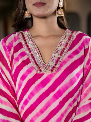  pink georgette lehriya kurta 4