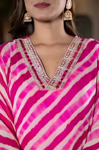  pink georgette lehriya kurta