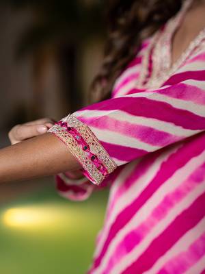  pink georgette lehriya kurta 5
