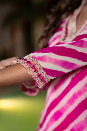  pink georgette lehriya kurta