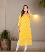  yellow georgette lehriya kurta