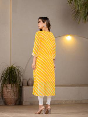  yellow georgette lehriya kurta 3