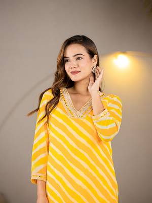  yellow georgette lehriya kurta 5