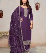 Purple pure vichithra  heavy embroidary salwar suit
